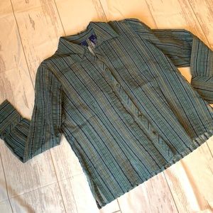 Vintage deadstock sheer long sleeve blouse sheer cute metal buttons size large